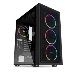 Abysm Danube Kamp Black Caja Torre ATX, ITX, Micro ATX - Lateral Cristal Templado - 3.5" y 2.5" - USB-A y Audio - 4 Ventiladores