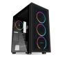 Abysm Danube Kamp Black Caja Torre ATX, ITX, Micro ATX - Lateral Cristal Templado - 3.5" y 2.5" - USB-A y Audio - 4 Ventiladores