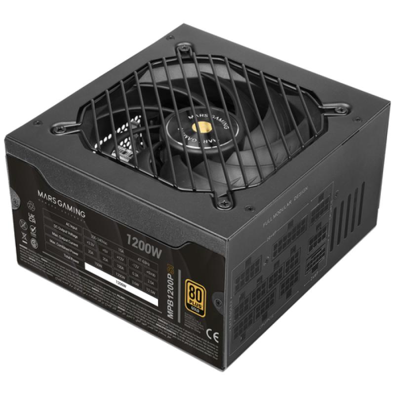 FUENTE DE ALIMENTACION MODULAR MARS GAMING 1200W MPB1200PSI ATX 3.1 80 PLUS GOLD PFC ACTIVO NEGRO