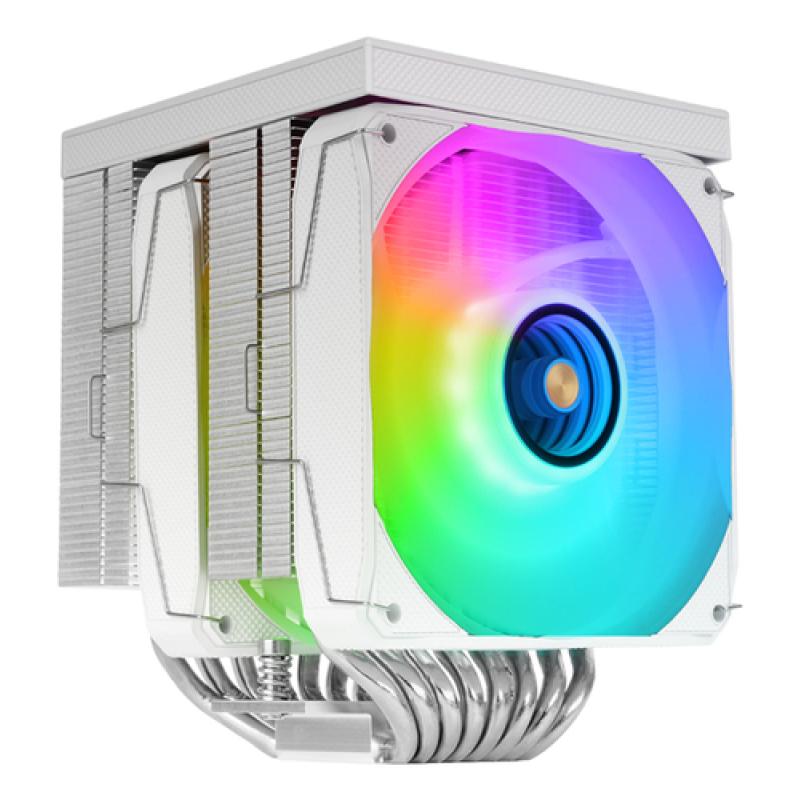 VENTILADOR CON DISIPADOR DE CPU MARS GAMING MCPULCDPROW TDP 380W DOBLE TORRE LCD ARGB BLANCO
