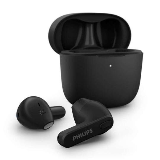 AURICULARES BLUETOOTH PHILIPS TAT2236 CON ESTUCHE DE CARGA AUTONOMA 6H NEGROS