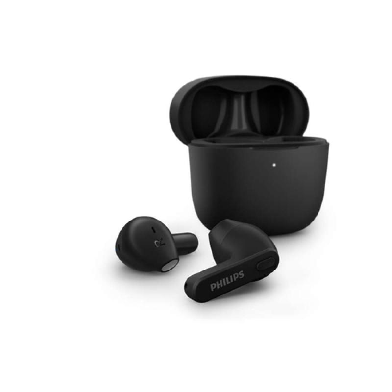 AURICULARES BLUETOOTH PHILIPS TAT2236 CON ESTUCHE DE CARGA AUTONOMA 6H NEGROS