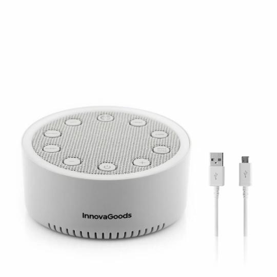 Innovagoods Slewel Maquina de Ruido Blanco - Autonomia 60min - Relajacion con Luz y Sonido - Bateria 400mAh - Antideslizante - A