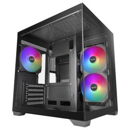 CAJA MICROATX MARS GAMING MC-VIEW3 GPU MAX 330mm CRISTAL TEMPLADO PANORAMICO ARGB USB-C NEGRA