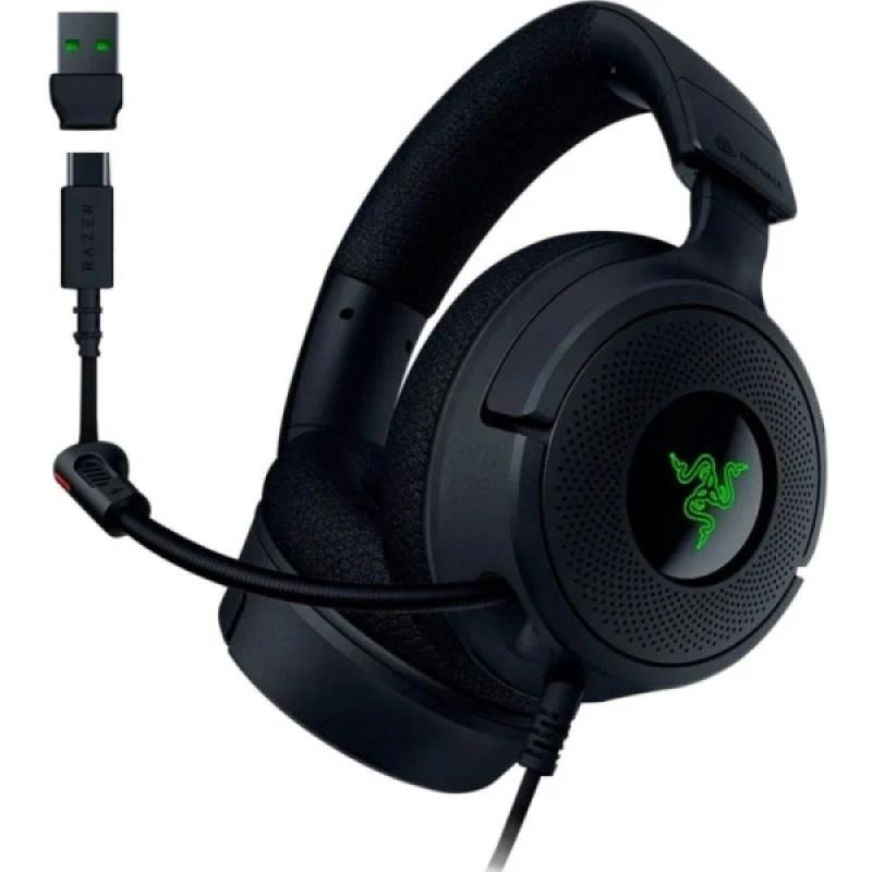 Razer Kraken V4 X Auriculares Gaming - Microfono Plegable Cardioide Razer HyperClear - Sonido 7.1 - Multiplataforma - Conexion U