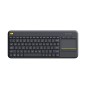 TECLADO LOGITECH K400 PLUS WIRELESS TOUCHPAD NEGRO - Imagen 1