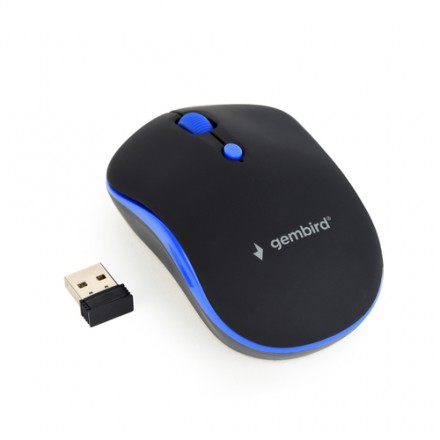 Gembird Raton Optico Inalambrico Negro / Azul  Musw-4b-03-b, 1600 Dpi, Nano Usb, Black-blue - Imagen 1