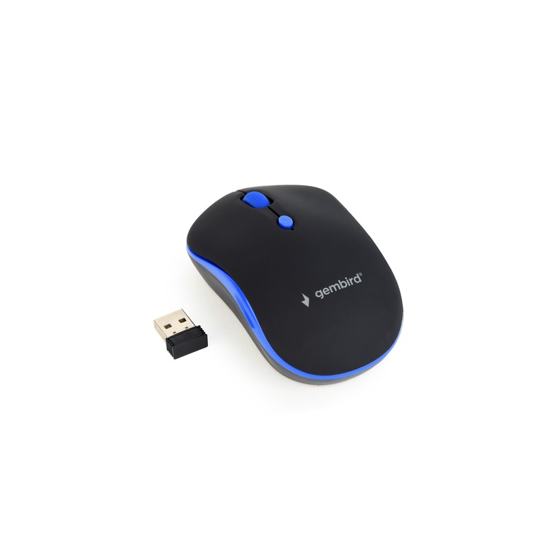 Gembird Raton Optico Inalambrico Negro / Azul  Musw-4b-03-b, 1600 Dpi, Nano Usb, Black-blue - Imagen 1