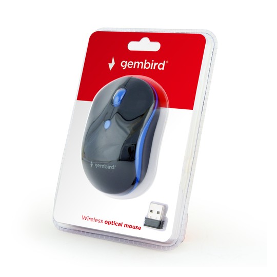 Gembird Raton Optico Inalambrico Negro / Azul  Musw-4b-03-b, 1600 Dpi, Nano Usb, Black-blue - Imagen 2