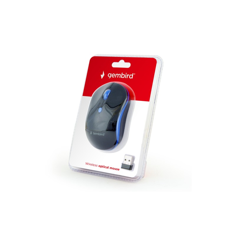 Gembird Raton Optico Inalambrico Negro / Azul  Musw-4b-03-b, 1600 Dpi, Nano Usb, Black-blue - Imagen 2
