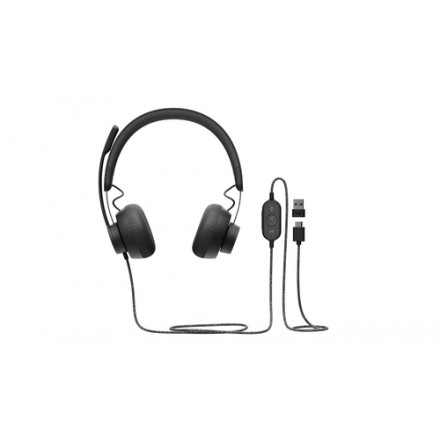 AURICULARES MICRO LOGITECH ZONE WIRED NEGRO DIADEMA/USB 981 - Imagen 1