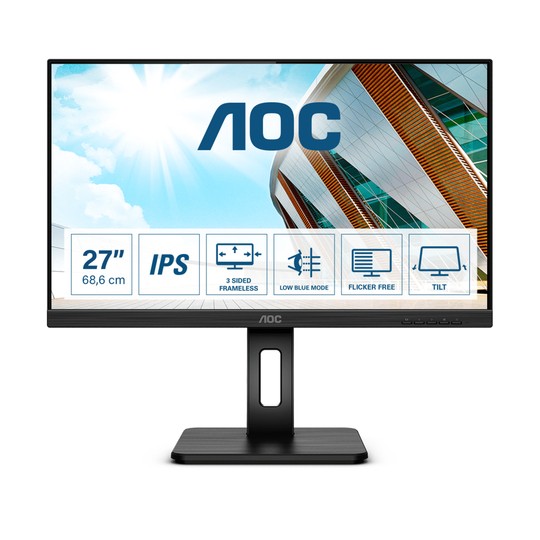 Monitor Aoc 27" 27p2q Usb Vga Dvi Hdmi 1920 X 1080 Pixeles Full Hd Negro - Imagen 1