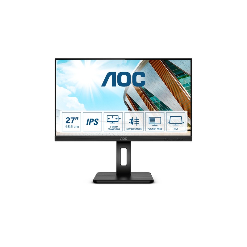 Monitor Aoc 27" 27p2q Usb Vga Dvi Hdmi 1920 X 1080 Pixeles Full Hd Negro - Imagen 1