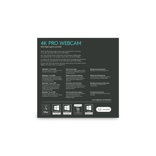 WEBCAM ULTRA HD LOGITECH BRIO PRO USB NEGRA - Imagen 4