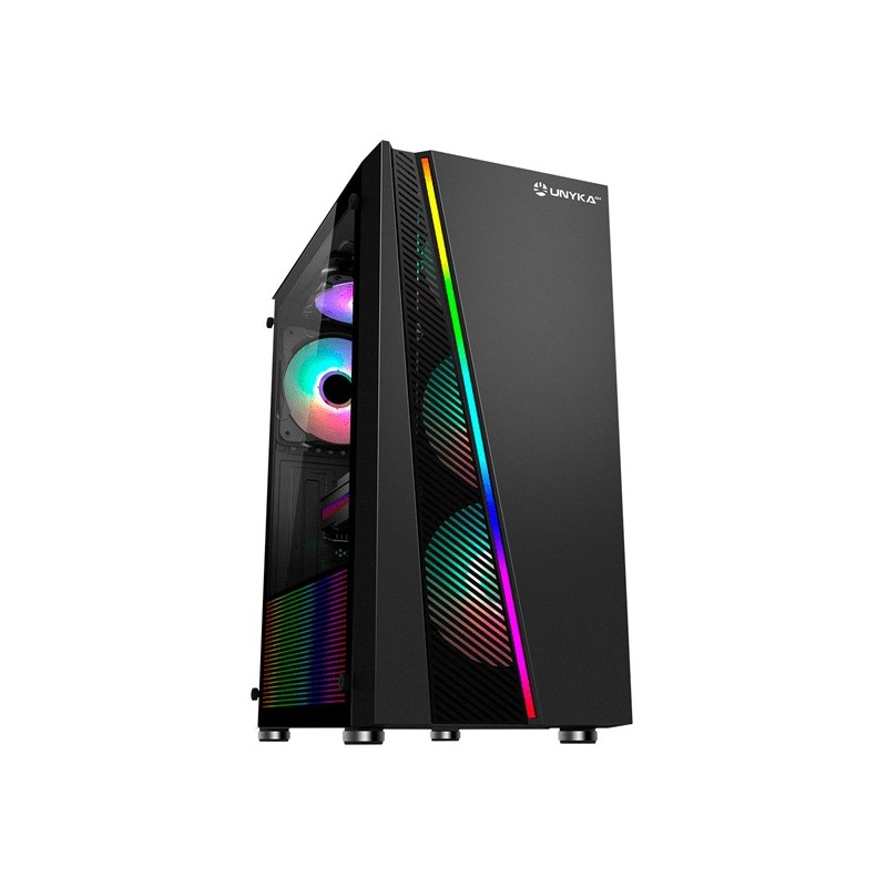 Unykach Caja Gaming Atx Glayze Rgb, Negra - 1*usb 3.0 - 2*usb 2.0
